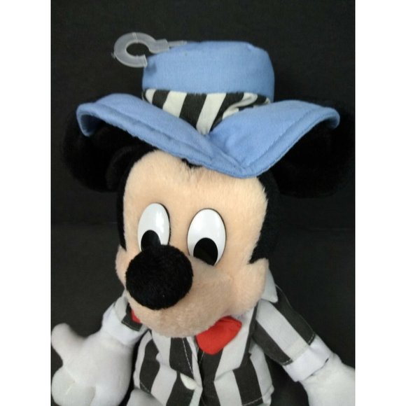 Disney Mickey Mouse 9" Striped Black/Gray Showman Outfit Hat and Shoes Plush Toy - Picture 2 of 12